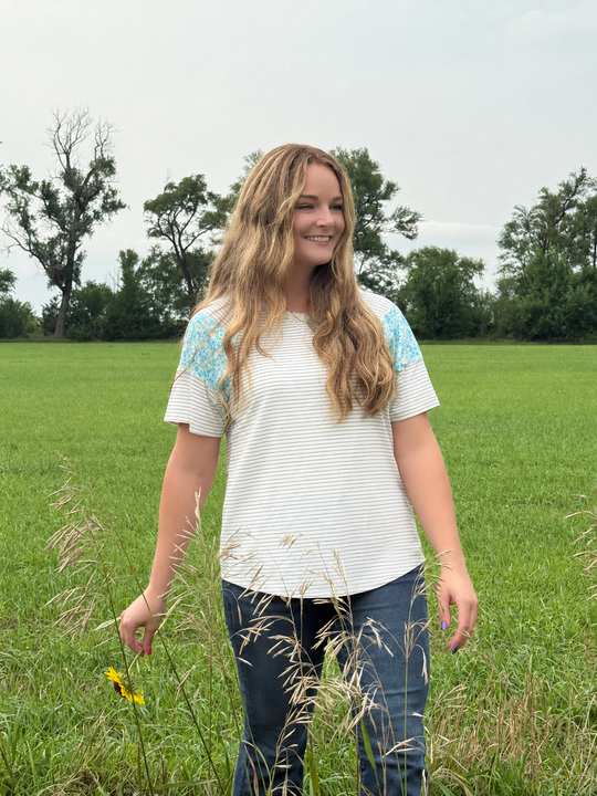 Flowers and Stripes Tee