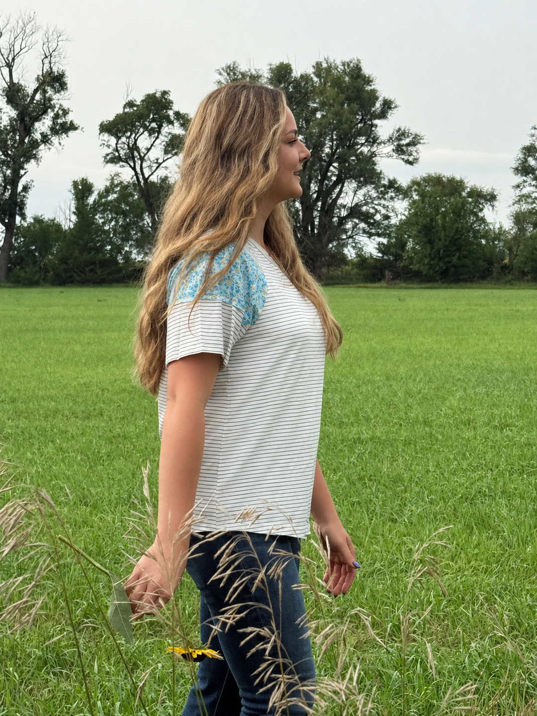 Flowers and Stripes Tee
