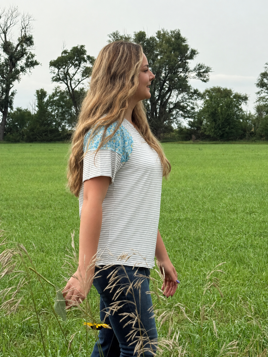 Flowers and Stripes Tee