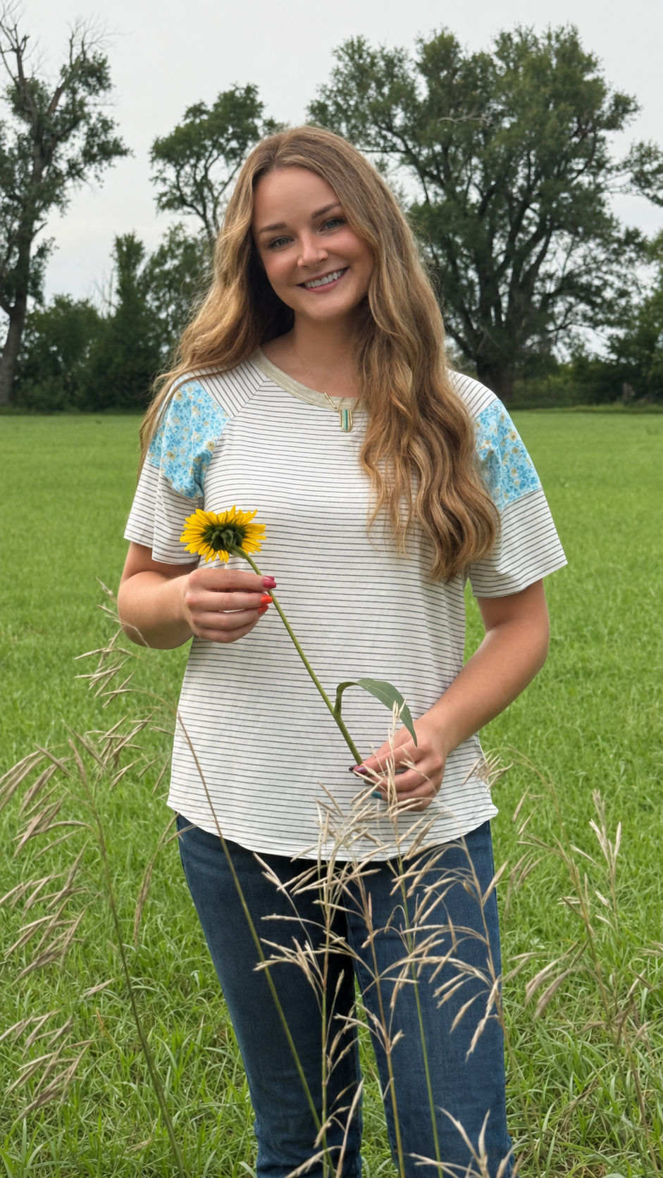 Flowers and Stripes Tee