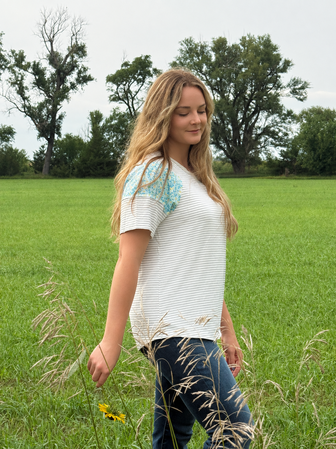 Flowers and Stripes Tee
