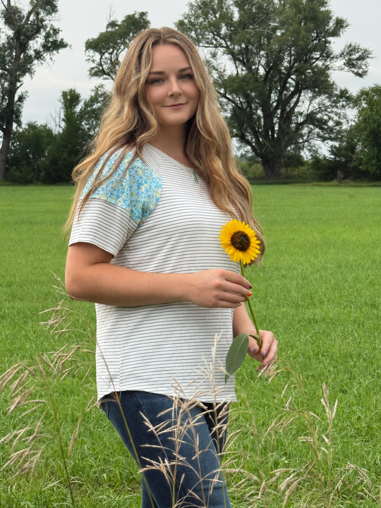 Flowers and Stripes Tee