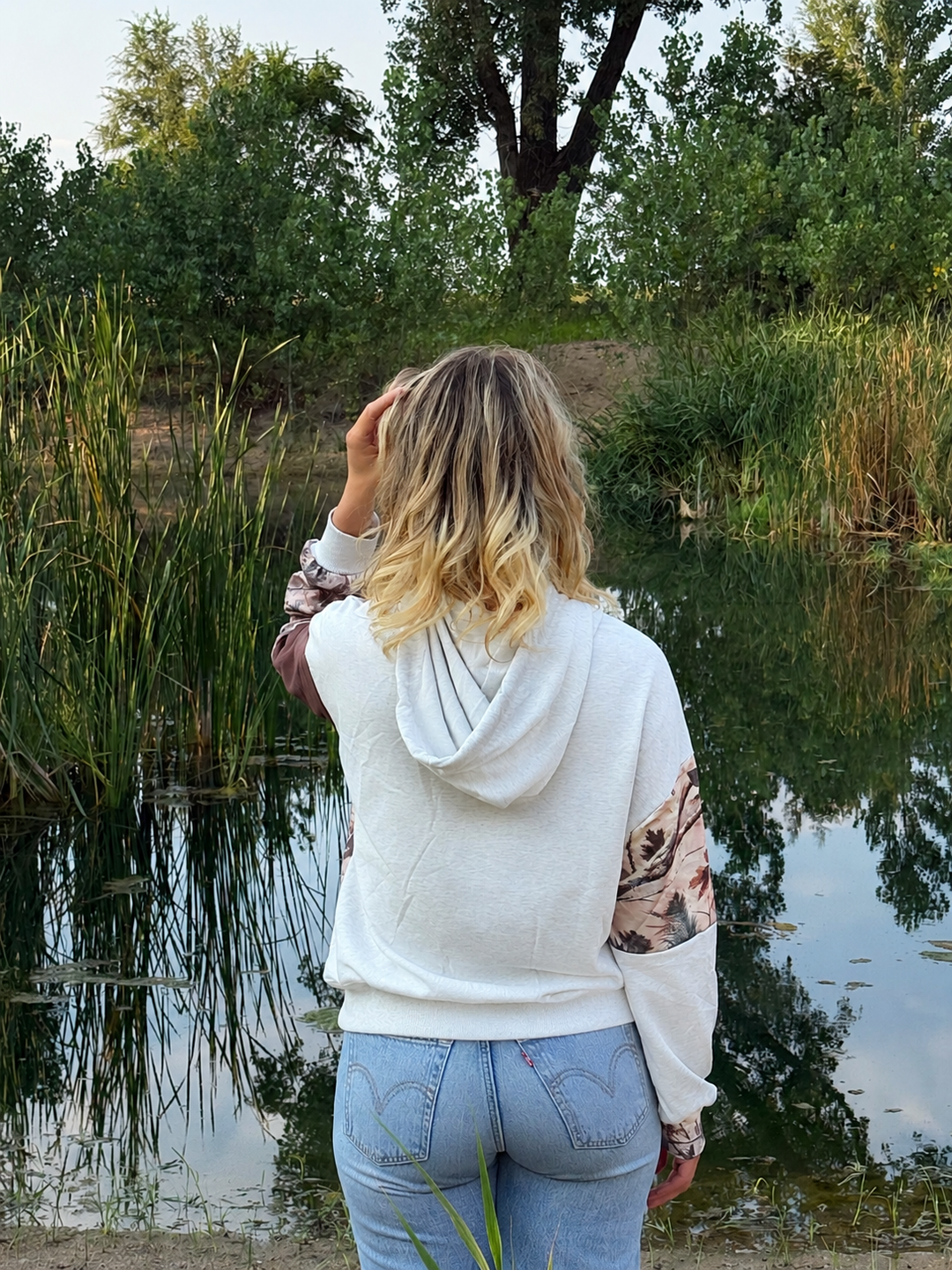 Autumn Collage Color-Block Camo Hoodie