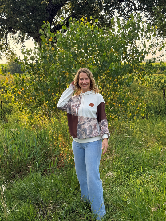 Autumn Collage Color-Block Camo Hoodie
