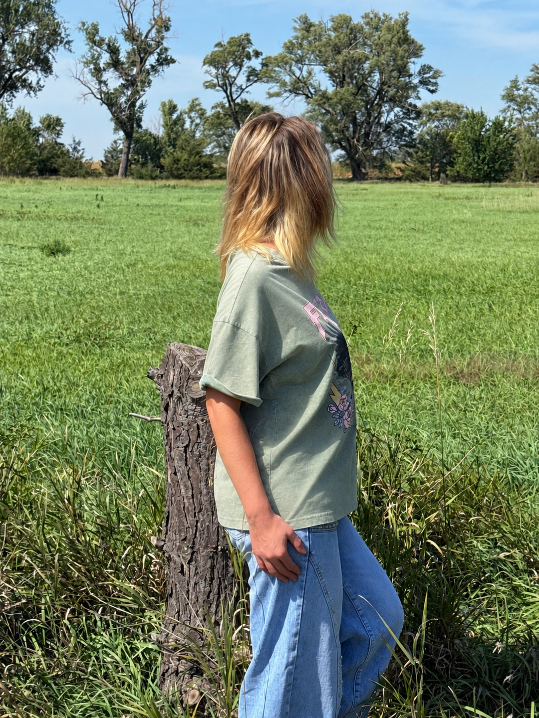 Freebird Tee - Stone Washed (Green)