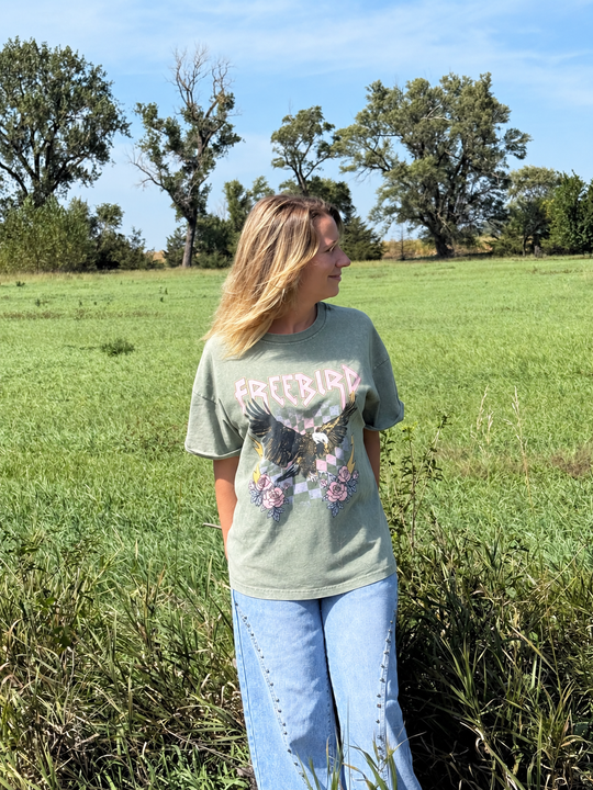 Freebird Tee - Stone Washed (Green)