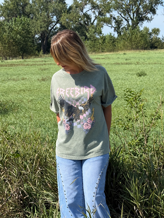 Freebird Tee - Stone Washed (Green)