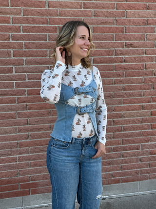 Double-Buckle Denim Topper