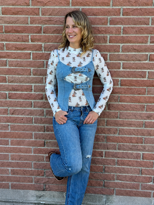 Double-Buckle Denim Topper