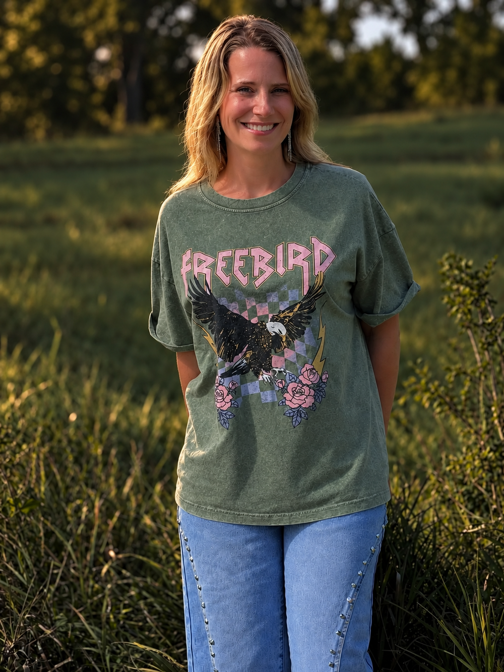 Freebird Tee - Stone Washed (Green)