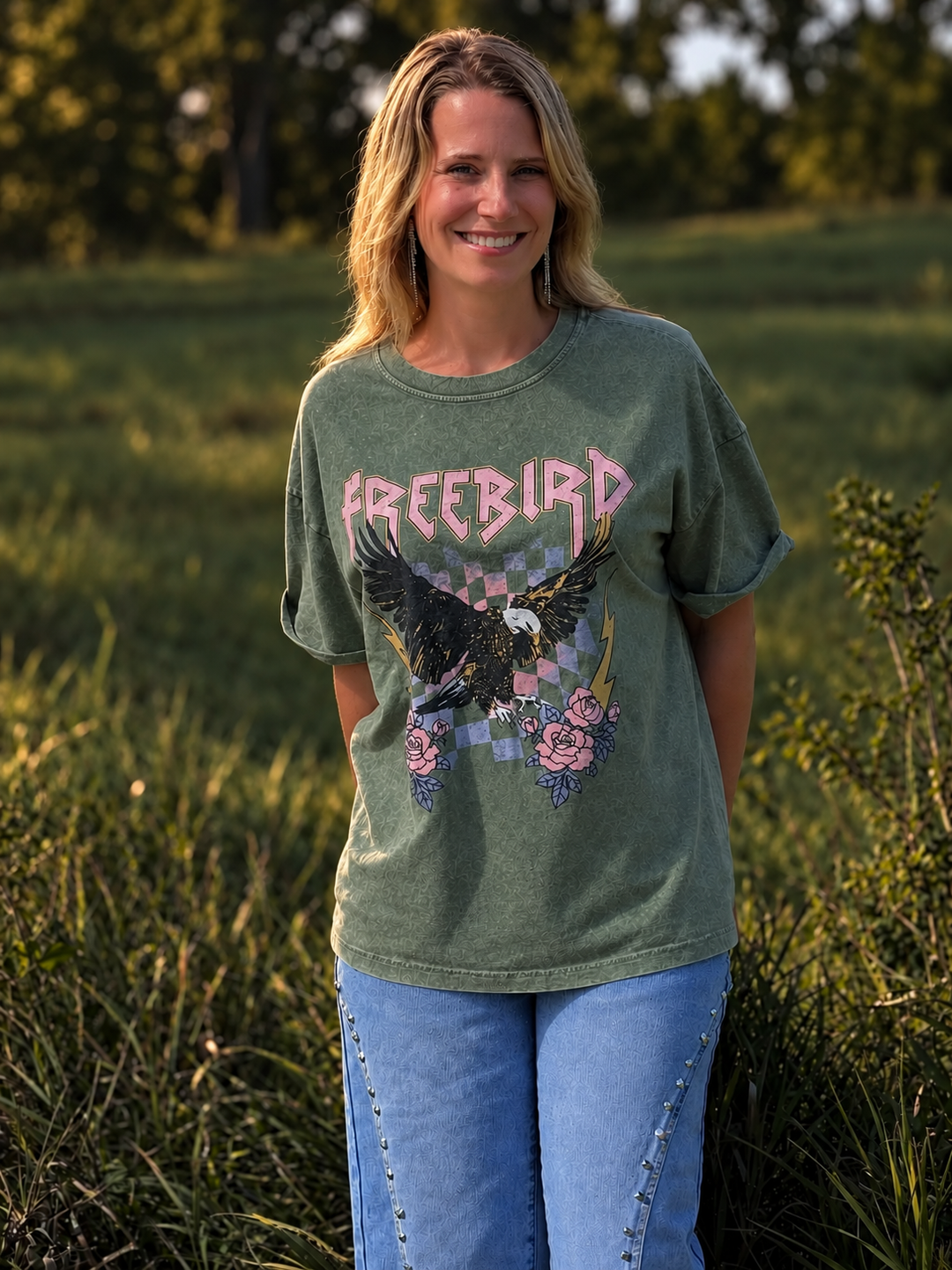 Freebird Tee - Stone Washed (Green)