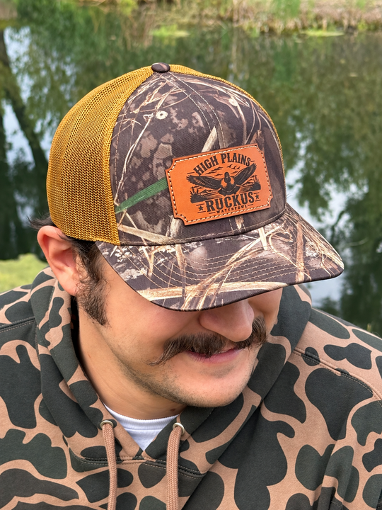 High Plains Ruckus Waterfowl - Flat Bill Snapback Trucker Cap - Realtree Max 7