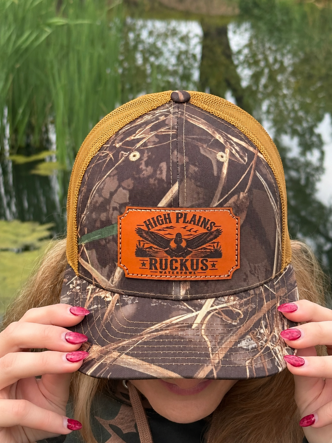 High Plains Ruckus Waterfowl - Flat Bill Snapback Trucker Cap - Realtree Max 7
