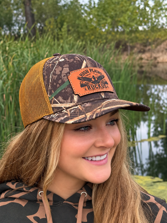 High Plains Ruckus Waterfowl - Flat Bill Snapback Trucker Cap - Realtree Max 7