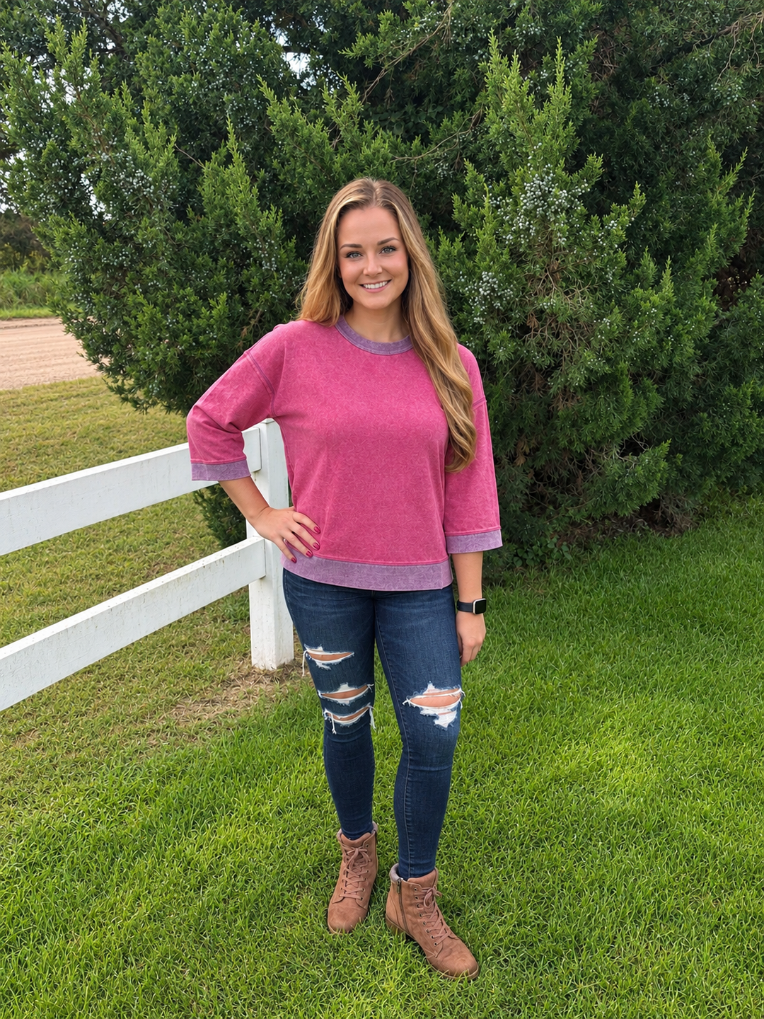 Wild Strawberry Bracelet-Sleeve Shirt