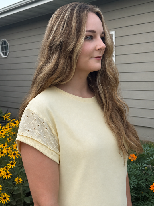 High-Noon Honey Lace Set - Short Sleeve and Shorts
