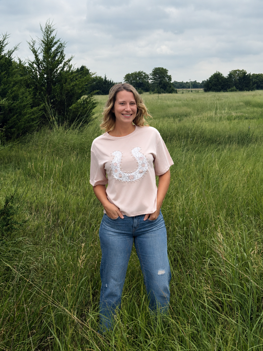 Desert Pearl Lace Horseshoe Tee