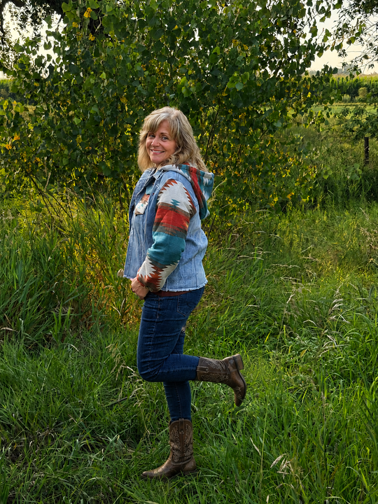 High Plains Hooded Denim Aztec Shacket