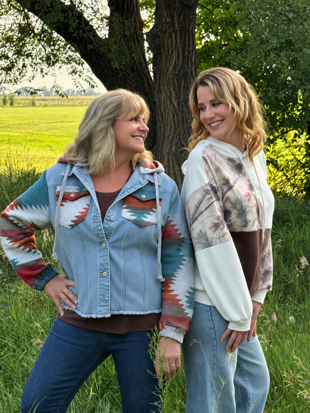 High Plains Hooded Denim Aztec Shacket