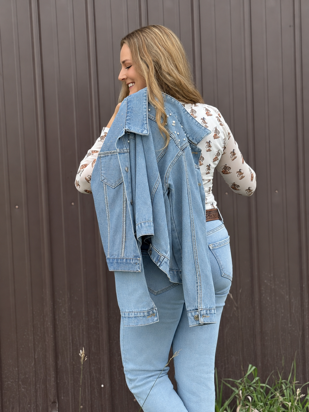 Bucking Bronc Long Sleeve Stretch Mesh Top