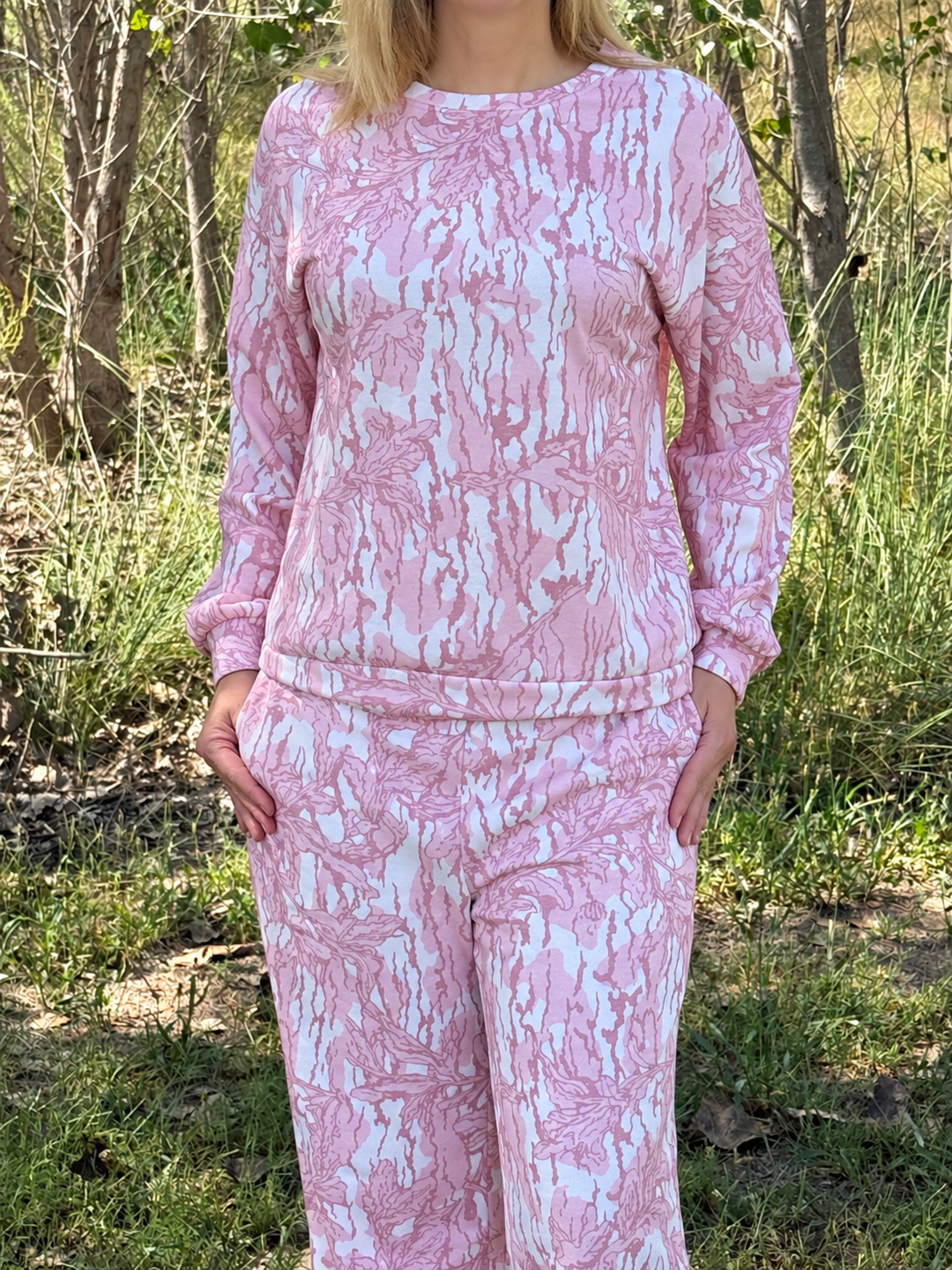 Heritage Pink Woodlands-Camo Sweater &amp; Pants Set