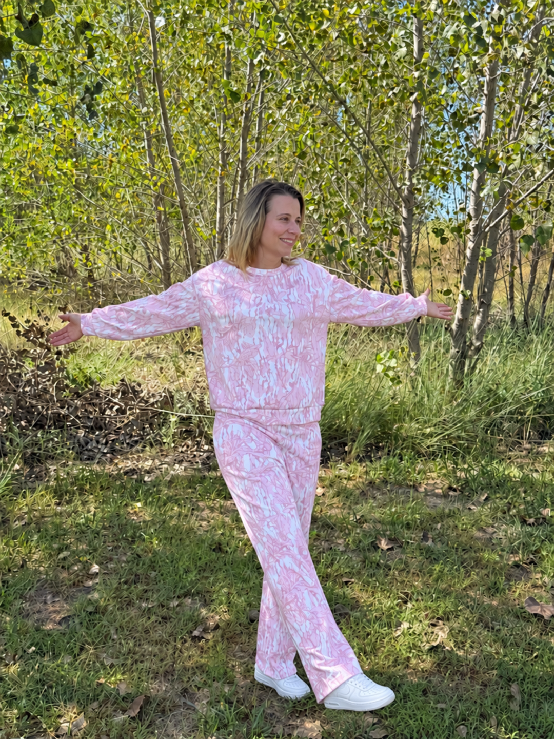 Heritage Pink Woodlands-Camo Sweater &amp; Pants Set