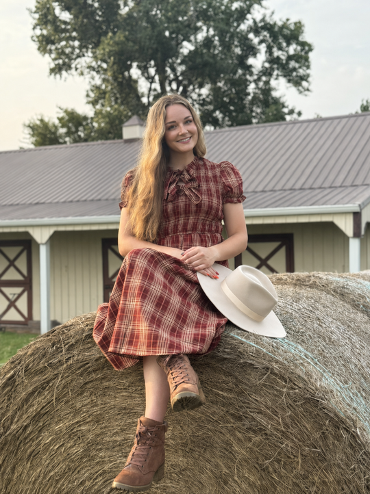 Canyon Sunset Plaid Prairie Dress