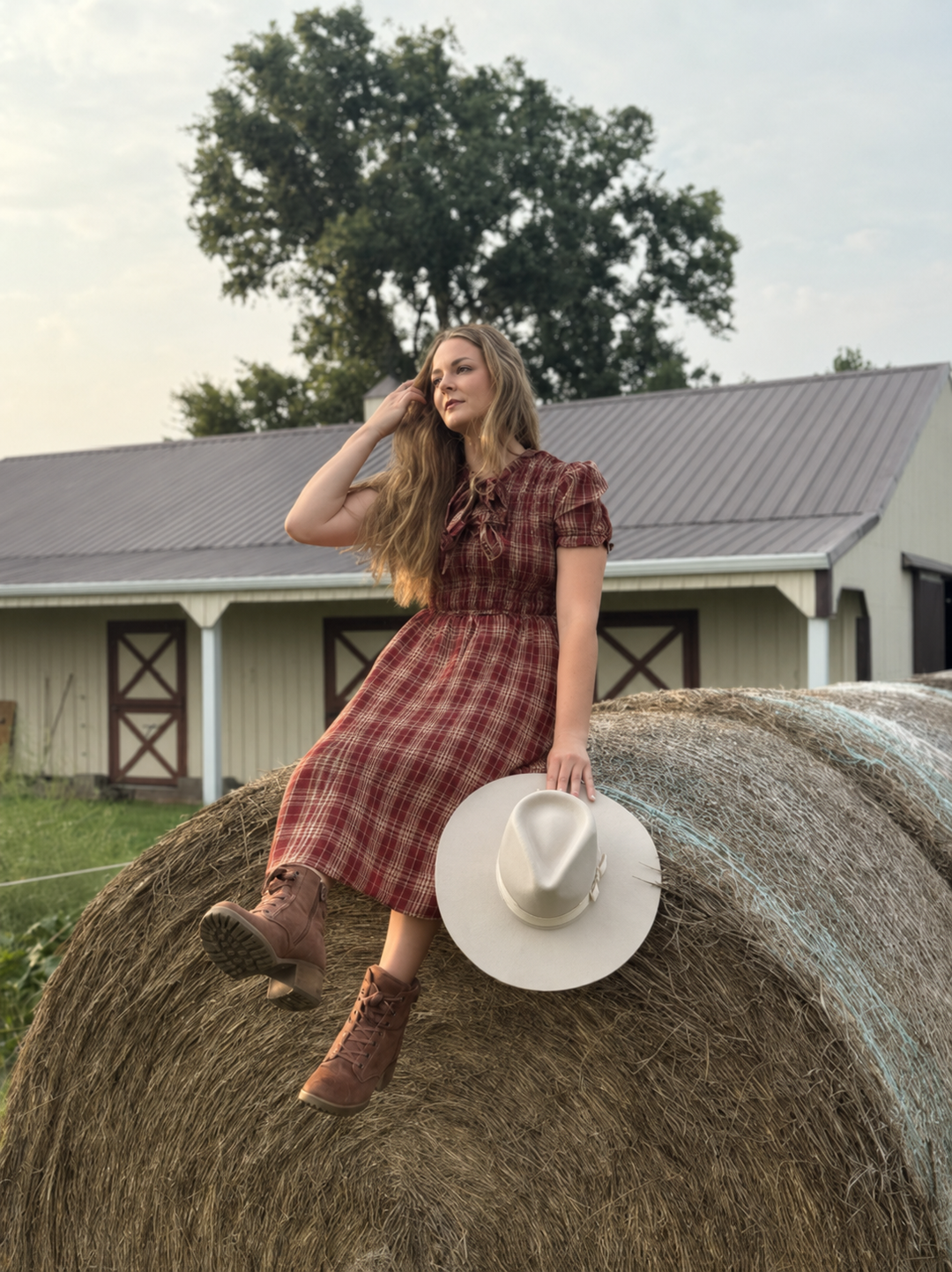 Canyon Sunset Plaid Prairie Dress