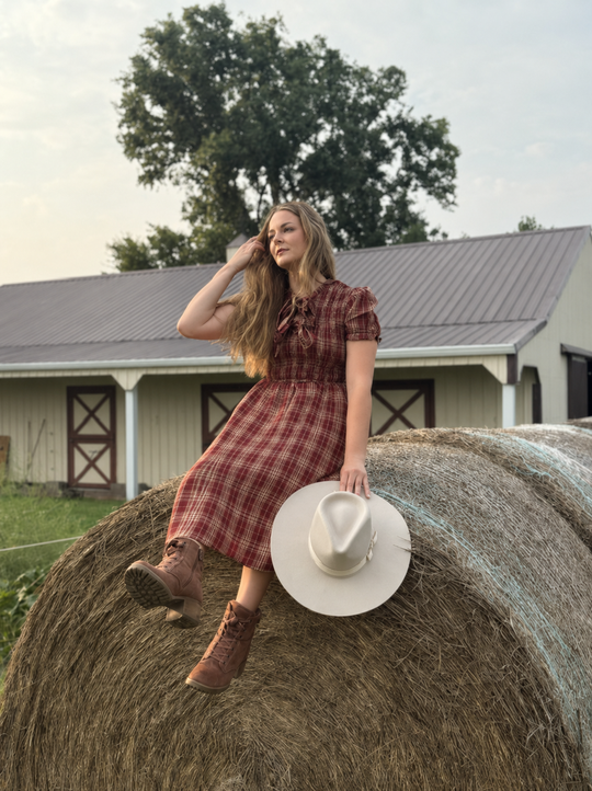 Canyon Sunset Plaid Prairie Dress