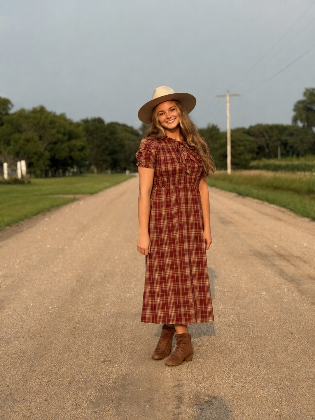 Canyon Sunset Plaid Prairie Dress