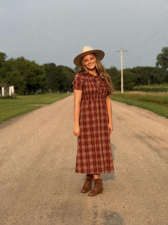 Canyon Sunset Plaid Prairie Dress