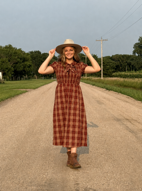 Canyon Sunset Plaid Prairie Dress