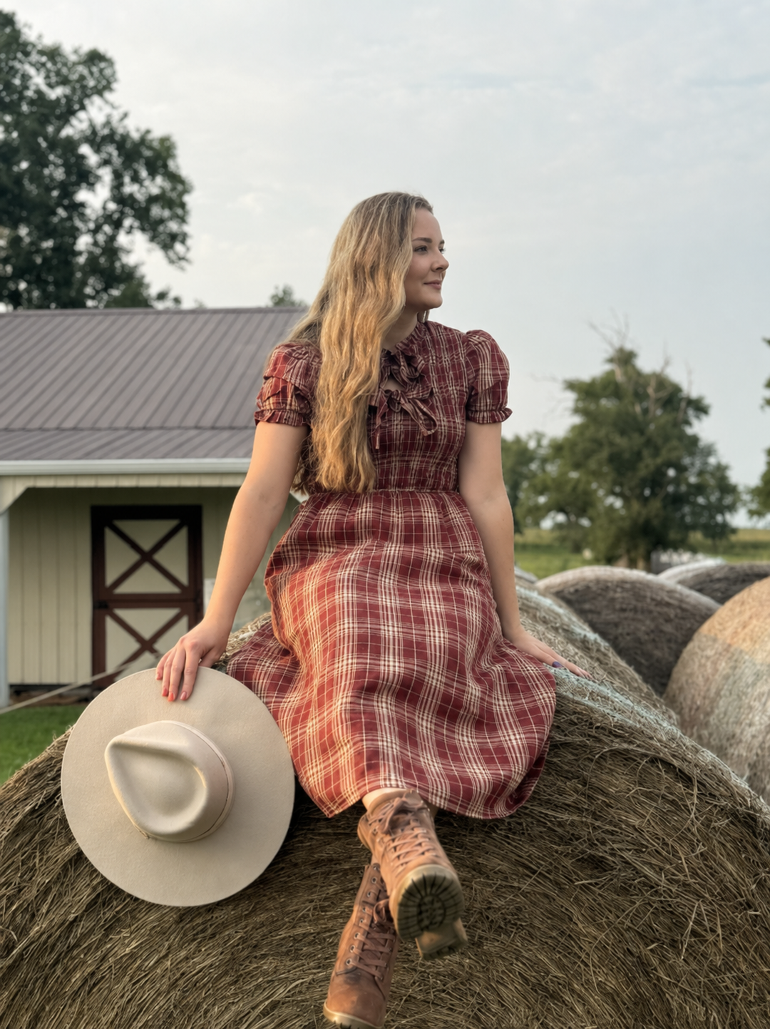 Canyon Sunset Plaid Prairie Dress