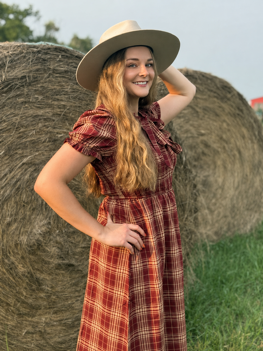 Canyon Sunset Plaid Prairie Dress
