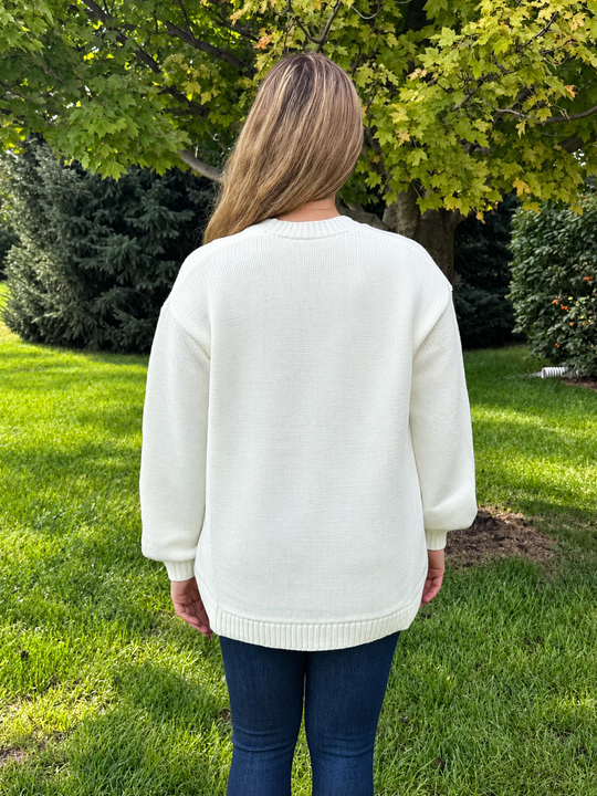 Pumpkin-Cutie White Cardigan