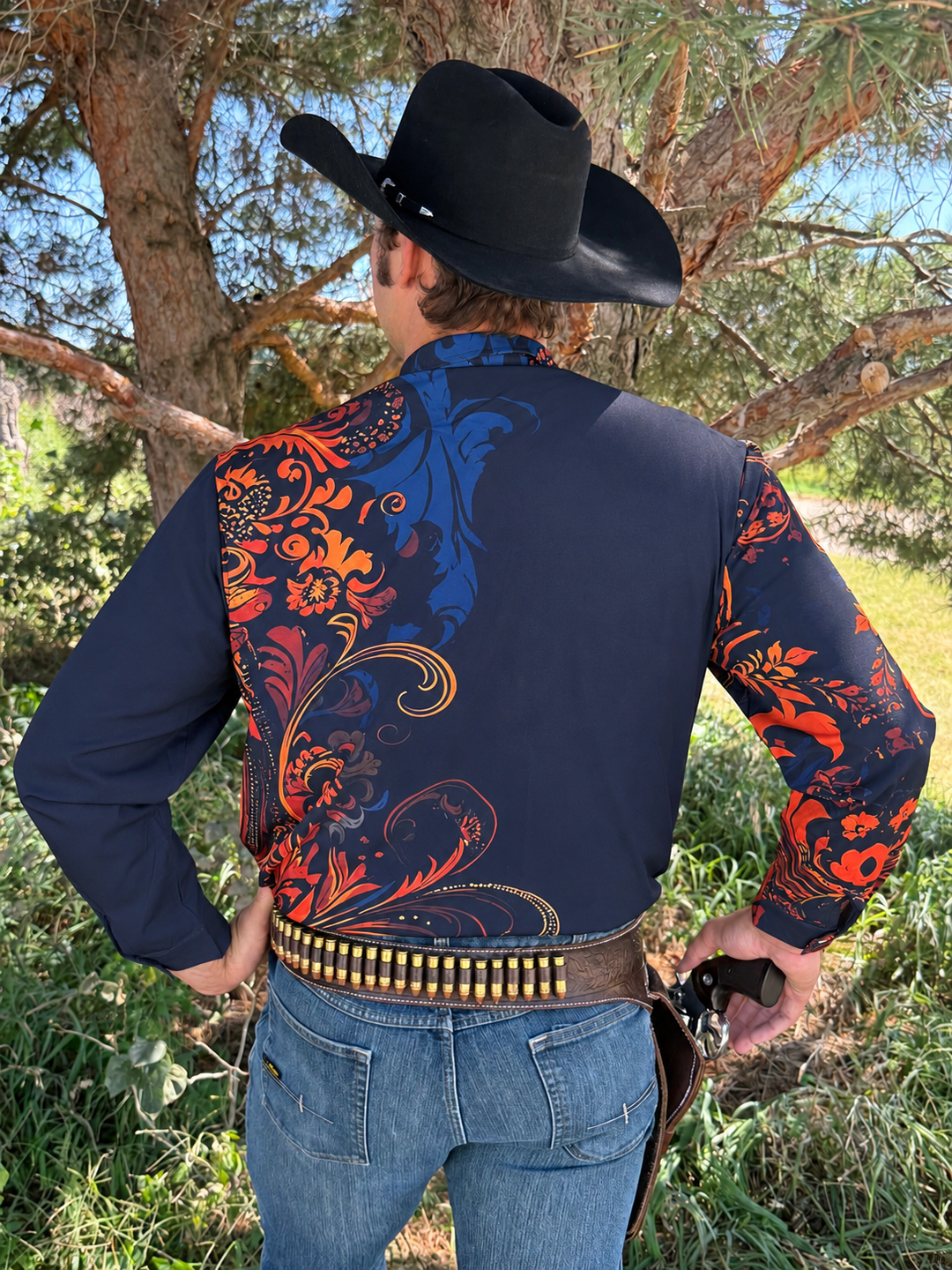 High-Society Boroque Pattern Silk Longsleeve Button-Up