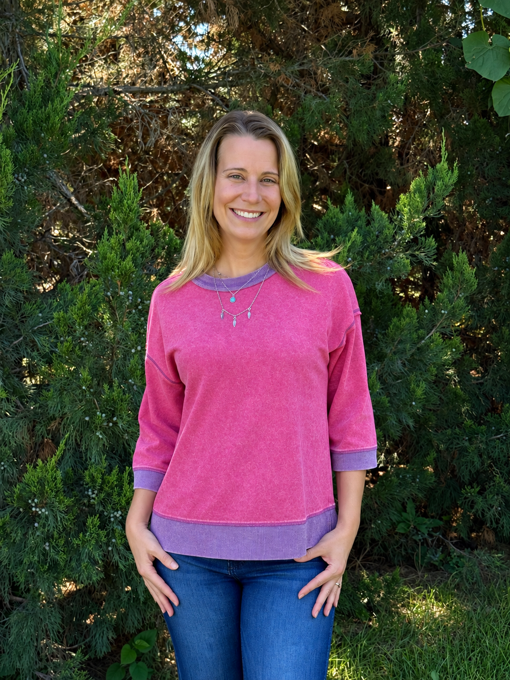 Wild Strawberry Bracelet-Sleeve Shirt