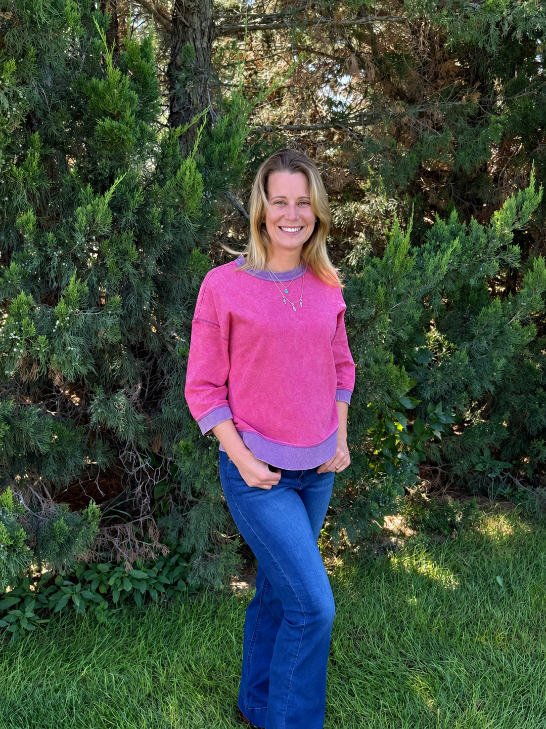 Wild Strawberry Bracelet-Sleeve Shirt