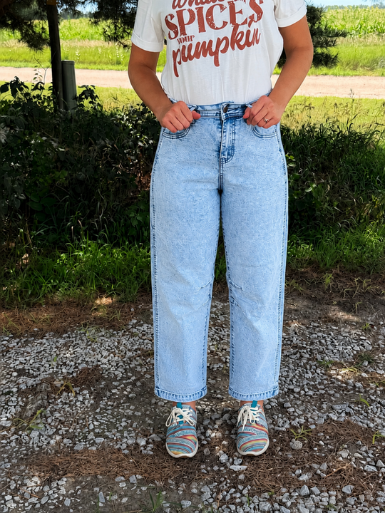 High Plains Acid-Wash Barrel Jeans
