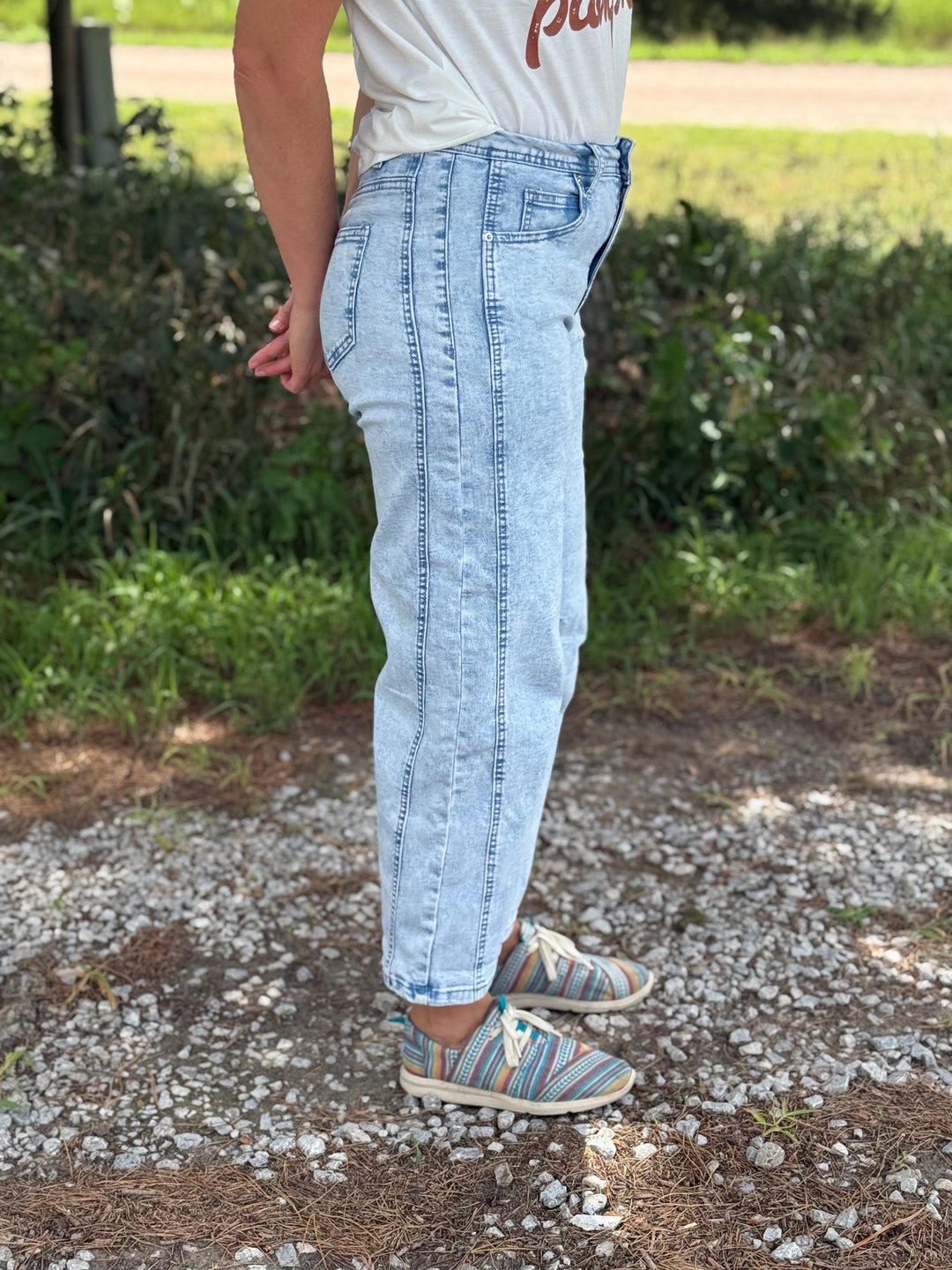 High Plains Acid-Wash Barrel Jeans