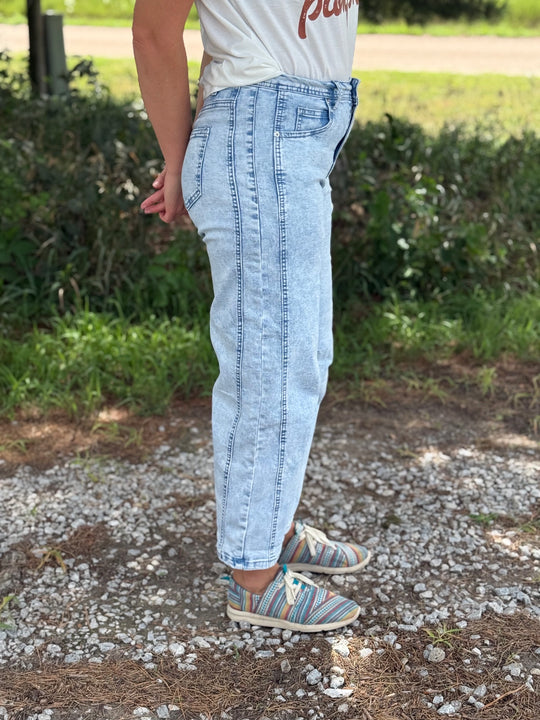 High Plains Acid-Wash Barrel Jeans
